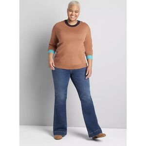 Lane Bryant Color Block Sweater Long Sleeve Size 22/24 Casual Travel Top Career